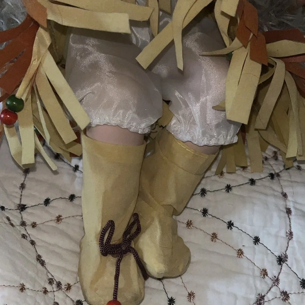 Indian girl porcelain and stuffed doll with costume 15 1/2”